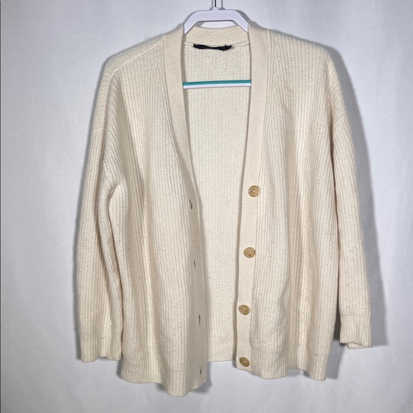 JENNI KAYNE WOMENS CASHMERE CARDIGAN SWEATER IVORY SMALL - Picture 2 of 8